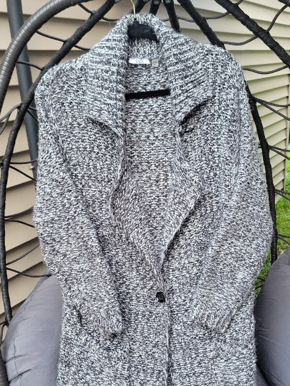 Dex Marled Black & White Long Cardigan Sweater - Picture 5 of 7